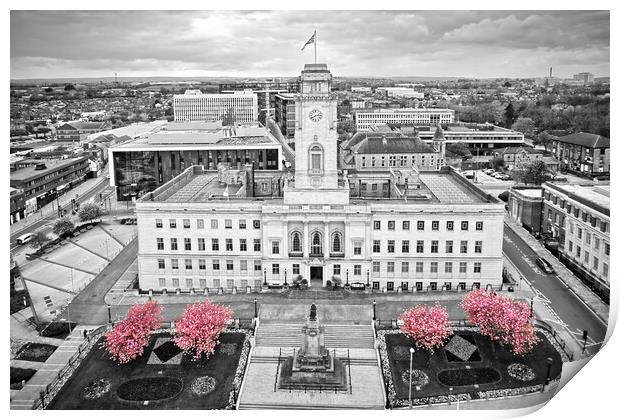 Barnsley Town Hall Blossom Print by Apollo Aerial Photography