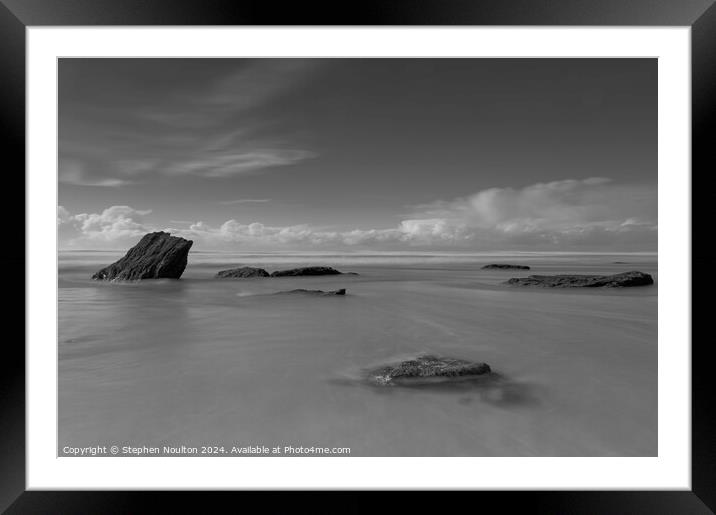 Long Exposure Watergate Bay Beach Framed Mounted Print by Stephen Noulton