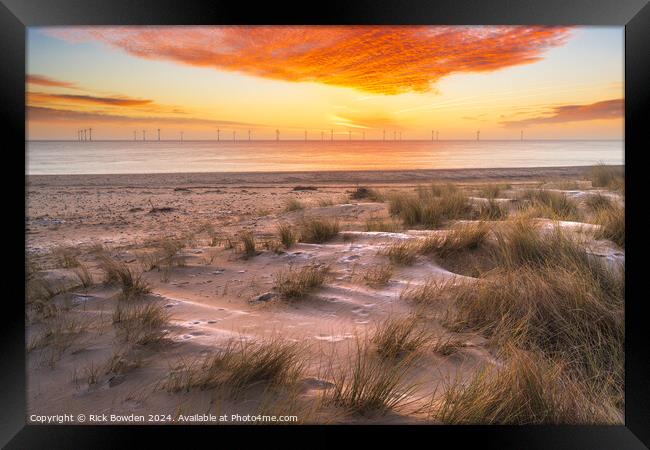 Ciaster Sunrise over Dunes. Framed Print by Rick Bowden