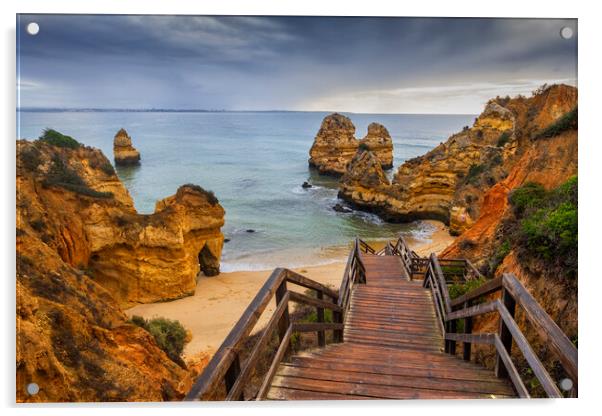 Camilo Beach On Algarve Coast In Portugal Acrylic by Artur Bogacki