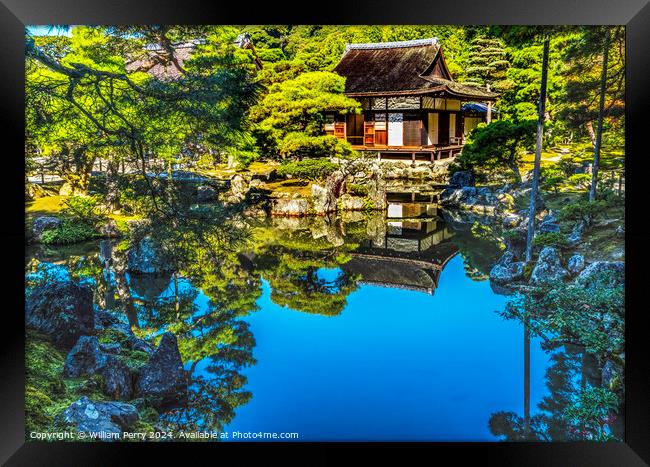 Garden Togudo Hall Ginkakuji Silver Temple Kyoto Japan Framed Print by William Perry