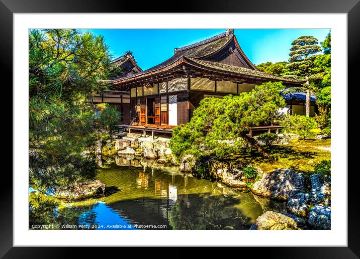 Garden Ginkakuji Silver Pavilion Temple Kyoto Japan Framed Mounted Print by William Perry