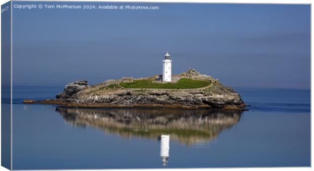 Reflections of Godrevy Lighthouse Canvas Print by Tom McPherson