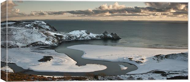 Three Cliffs bay winter landscape Canvas Print by Creative Photography Wales