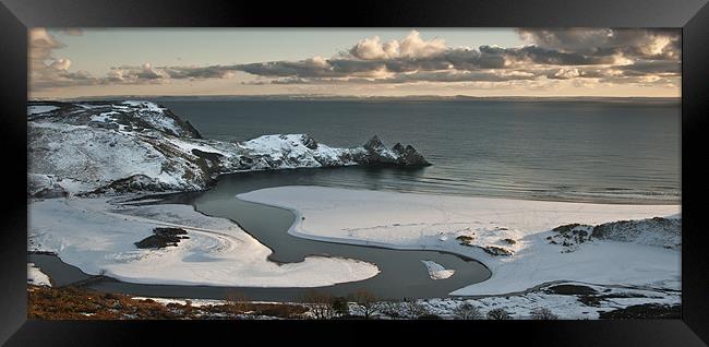 Three Cliffs bay winter landscape Framed Print by Creative Photography Wales