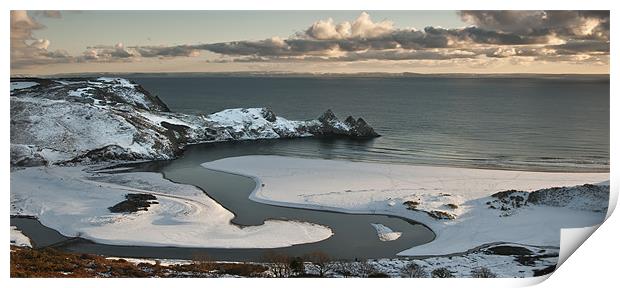 Three Cliffs bay winter landscape Print by Creative Photography Wales