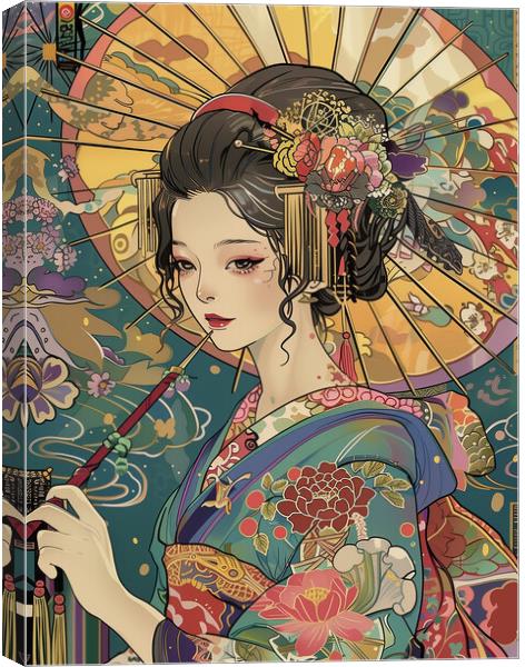 Geisha Girl Art Canvas Print by Steve Smith