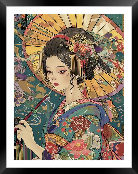 Geisha Girl Art Framed Mounted Print by Steve Smith