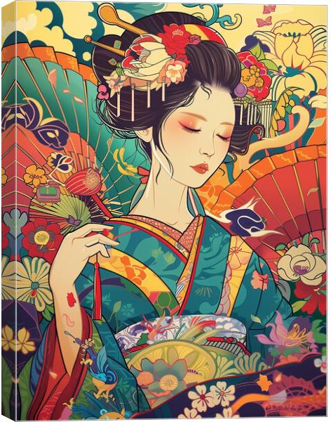 Geisha Girl Art Canvas Print by Steve Smith