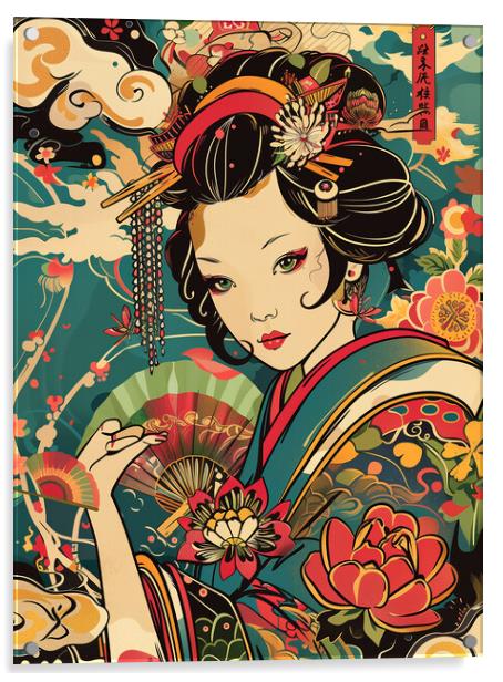 Geisha Girl Art Acrylic by Steve Smith