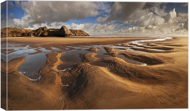 Three Cliffs Sand Pattern Canvas Print by Creative Photography Wales