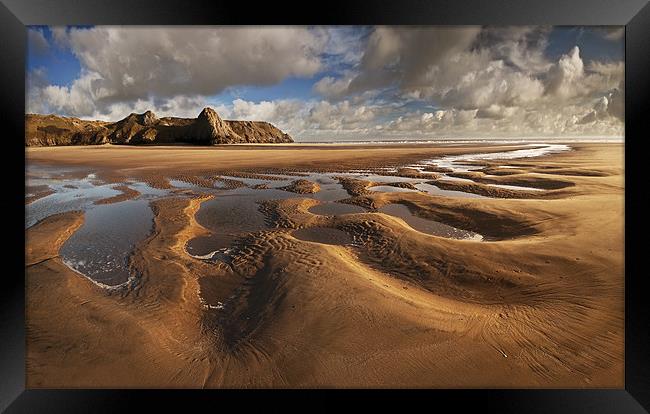 Three Cliffs Sand Pattern Framed Print by Creative Photography Wales