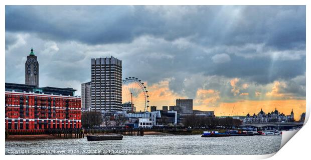 Thames Sunset City of London Print by Diana Mower
