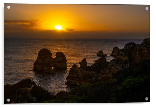 Algarve Coast At Sunrise In Portugal Acrylic by Artur Bogacki