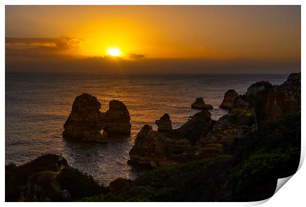 Algarve Coast At Sunrise In Portugal Print by Artur Bogacki