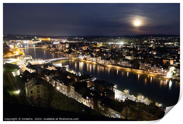 Full Moon over Namur, Belgium Print by Imladris 