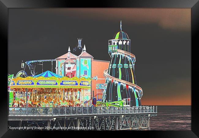 Funky Fair At The End Of The Pier Framed Print by kelly Draper