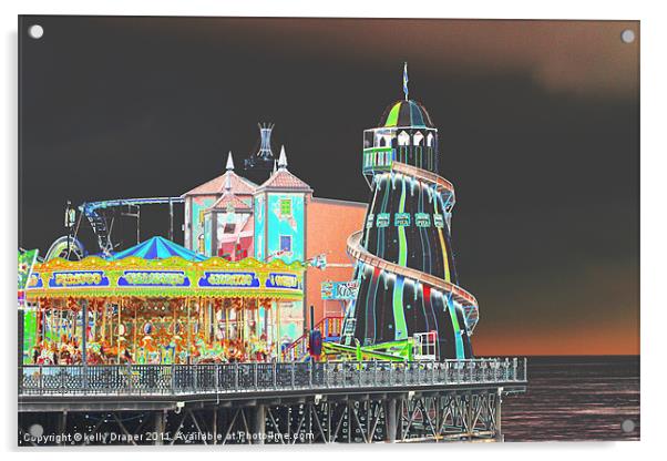 Funky Fair At The End Of The Pier Acrylic by kelly Draper