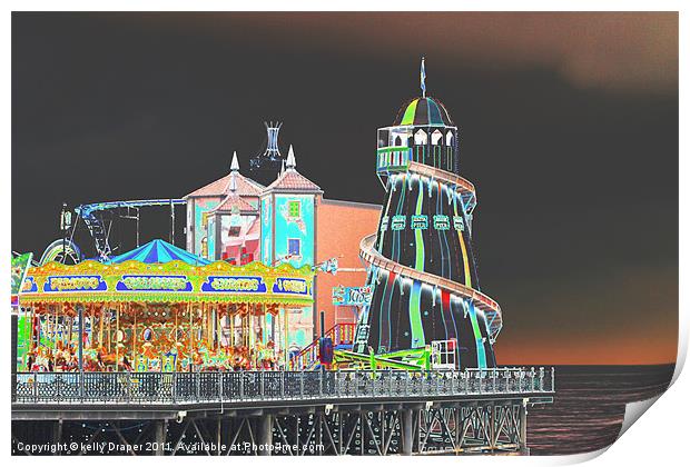 Funky Fair At The End Of The Pier Print by kelly Draper