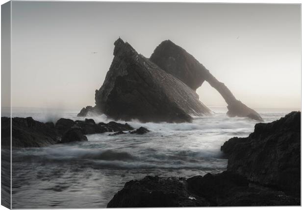 Pre Dawn Mist at Bow Fiddle Rock Canvas Print by Anthony McGeever