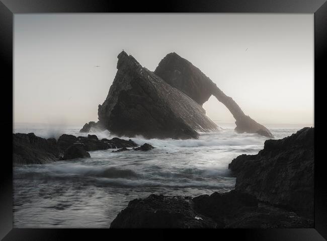 Pre Dawn Mist at Bow Fiddle Rock Framed Print by Anthony McGeever