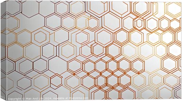 Elegant geometric pattern with hexagons in gradient shades from white to orange, suitable for backgrounds, wallpapers, or graphic design elements. Canvas Print by Man And Life