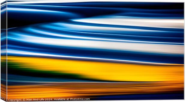 Abstract colorful motion blur background with blue and yellow streaks. Canvas Print by Man And Life