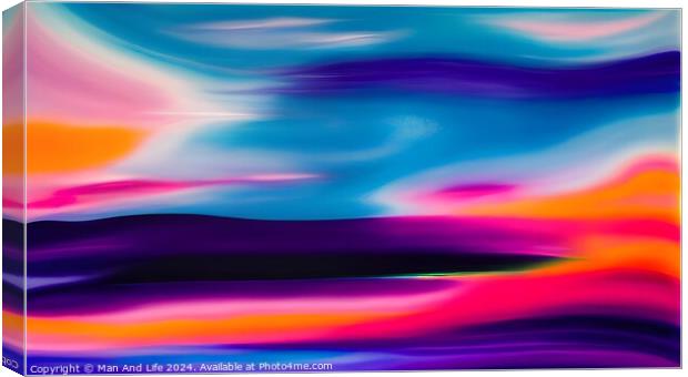 Abstract colorful wavy background with vibrant hues of blue, purple, and pink blending into each other. Canvas Print by Man And Life