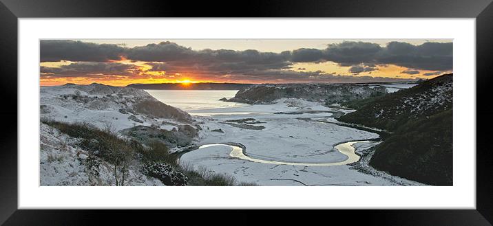 Three Cliffs Winter sunset Framed Mounted Print by Creative Photography Wales