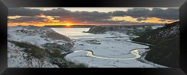 Three Cliffs Winter sunset Framed Print by Creative Photography Wales