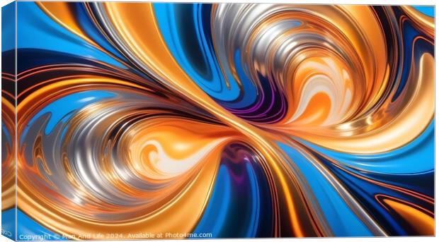 Abstract swirl background with vibrant blue and orange colors in a dynamic wave pattern. Canvas Print by Man And Life
