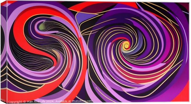 Abstract colorful swirls and spirals pattern on a dark background, modern digital art for creative design. Canvas Print by Man And Life