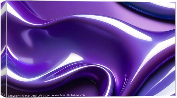 Abstract purple and blue waves with a glossy finish, suitable for backgrounds or wallpaper designs. Canvas Print by Man And Life