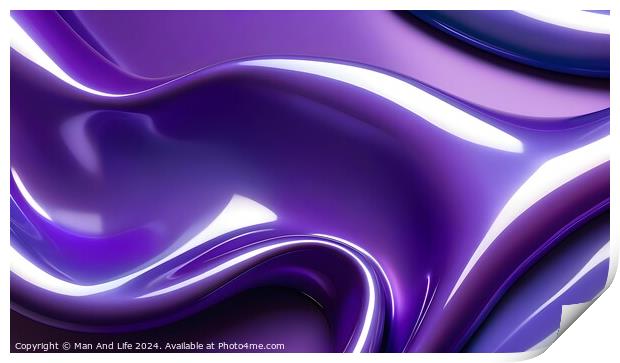 Abstract purple and blue waves with a glossy finish, suitable for backgrounds or wallpaper designs. Print by Man And Life