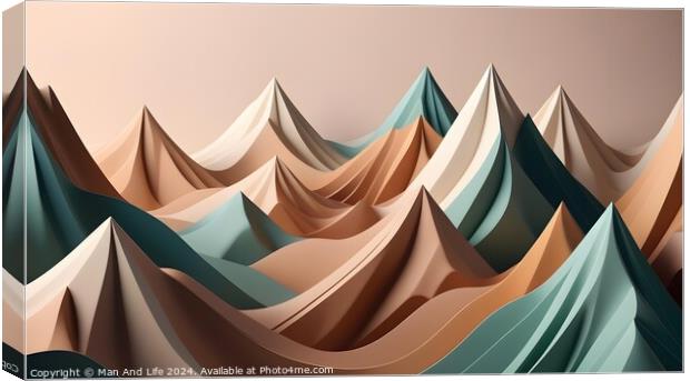 Abstract geometric landscape with stylized mountains in pastel tones. Suitable for backgrounds or wall art. Canvas Print by Man And Life
