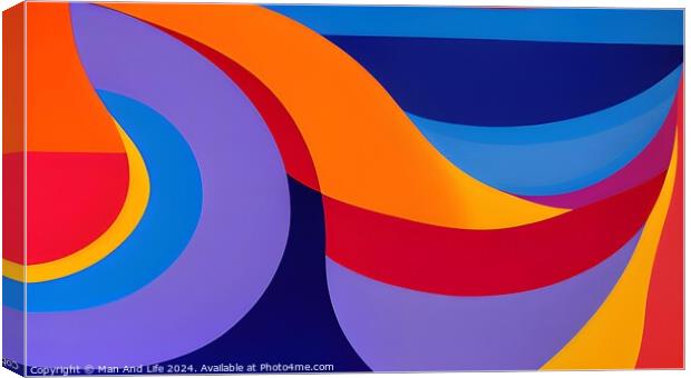 Abstract colorful background with vibrant waves and curves in blue, orange, and purple tones. Canvas Print by Man And Life