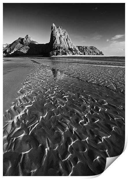 Three Cliffs Bay Sand pattern Print by Creative Photography Wales
