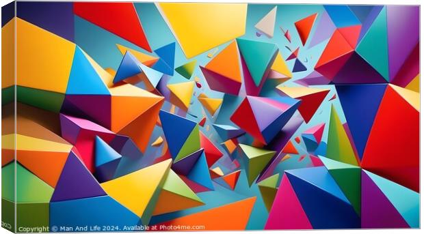 Vibrant geometric paper art with a colorful abstract design, suitable for creative backgrounds or patterns. Canvas Print by Man And Life