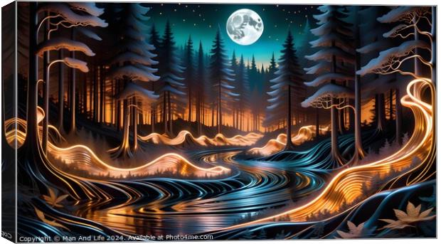 Scenic landscape photo with full moon Canvas Print by Man And Life