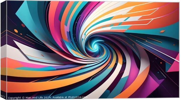 Abstract colorful swirl design with dynamic lines and shapes on a modern gradient background. Suitable for creative projects, backgrounds, and wallpapers. Canvas Print by Man And Life