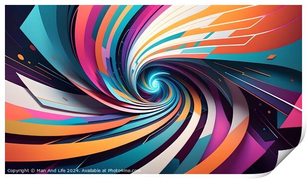 Abstract colorful swirl design with dynamic lines and shapes on a modern gradient background. Suitable for creative projects, backgrounds, and wallpapers. Print by Man And Life