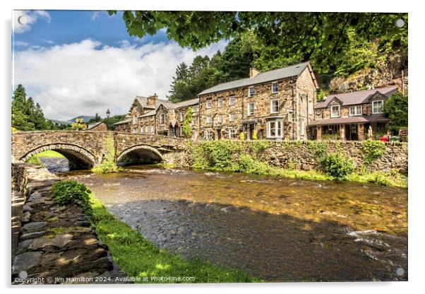 Beddgellert a pretty village in Snowdonia Wales Acrylic by jim Hamilton