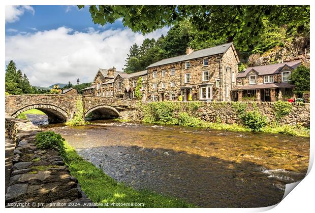 Beddgellert a pretty village in Snowdonia Wales Print by jim Hamilton