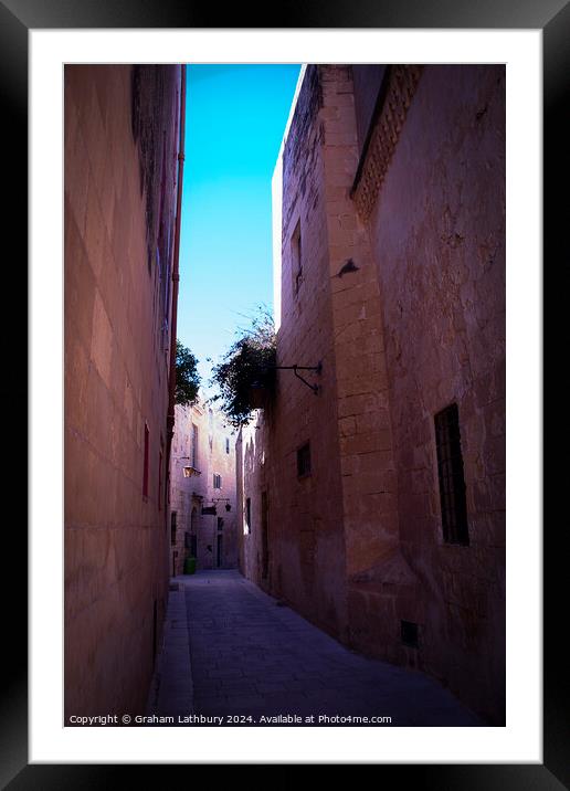 Mdina Side Street, Malta Framed Mounted Print by Graham Lathbury