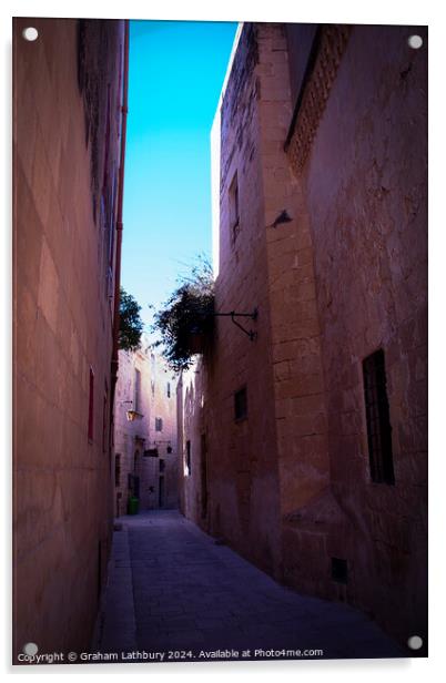 Mdina Side Street, Malta Acrylic by Graham Lathbury