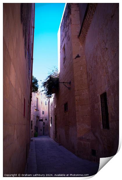 Mdina Side Street, Malta Print by Graham Lathbury