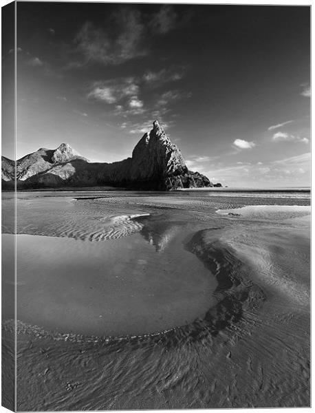 3 Cliffs Reflection Canvas Print by Creative Photography Wales
