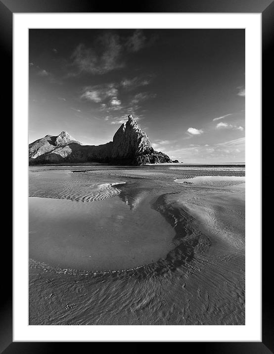 3 Cliffs Reflection Framed Mounted Print by Creative Photography Wales