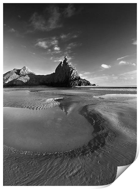 3 Cliffs Reflection Print by Creative Photography Wales