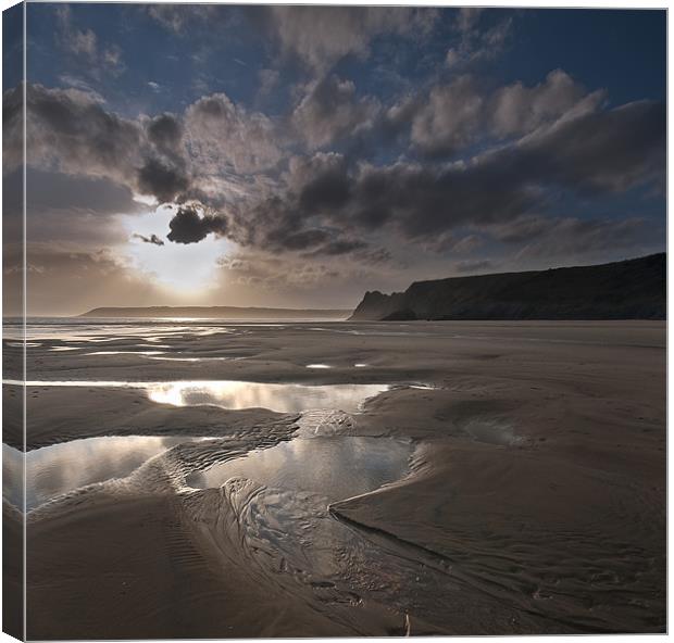 Three Cliffs Spring sunset Canvas Print by Creative Photography Wales